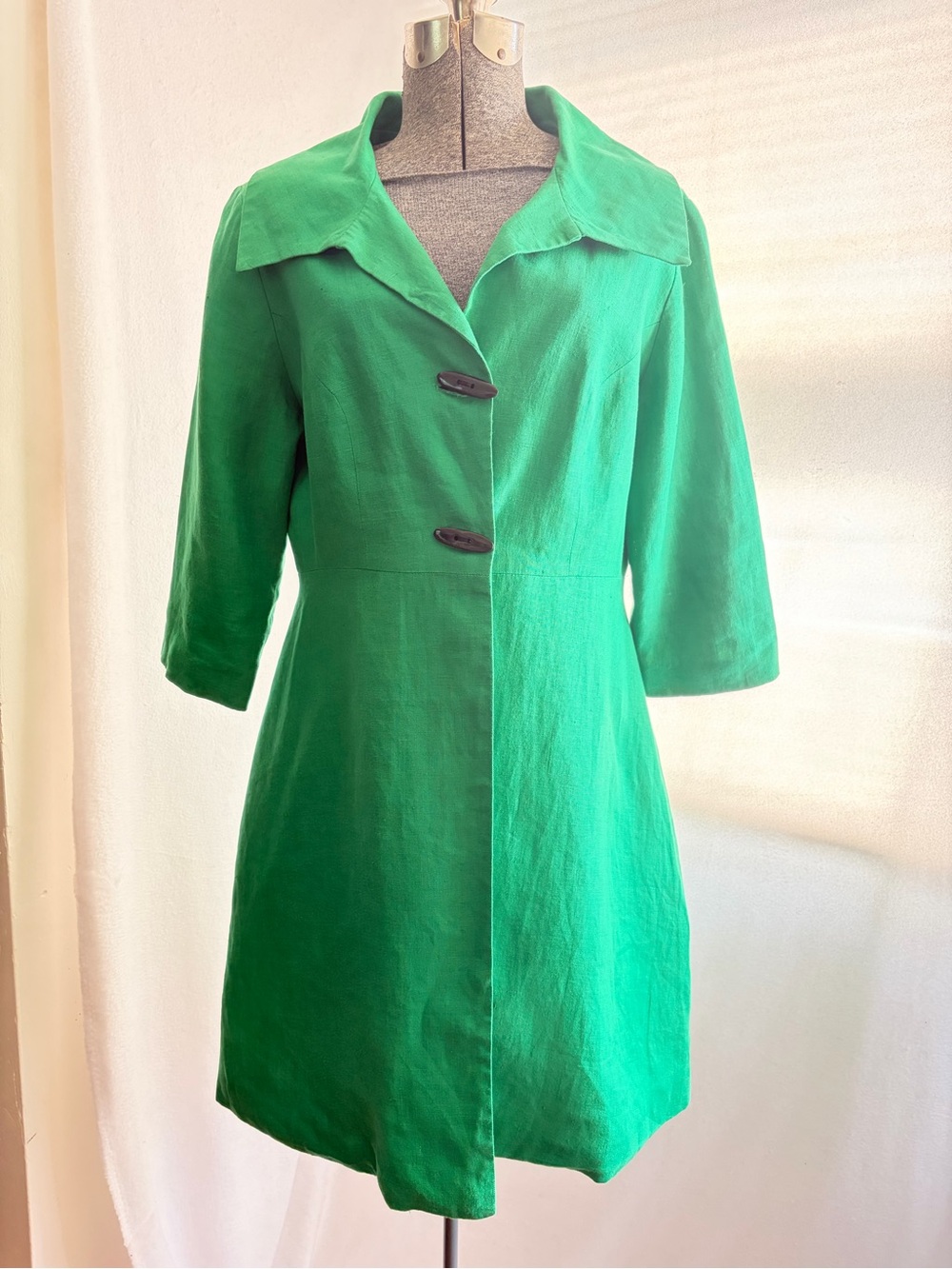 Vtg Sally Bridge 60s-style green linen jacket